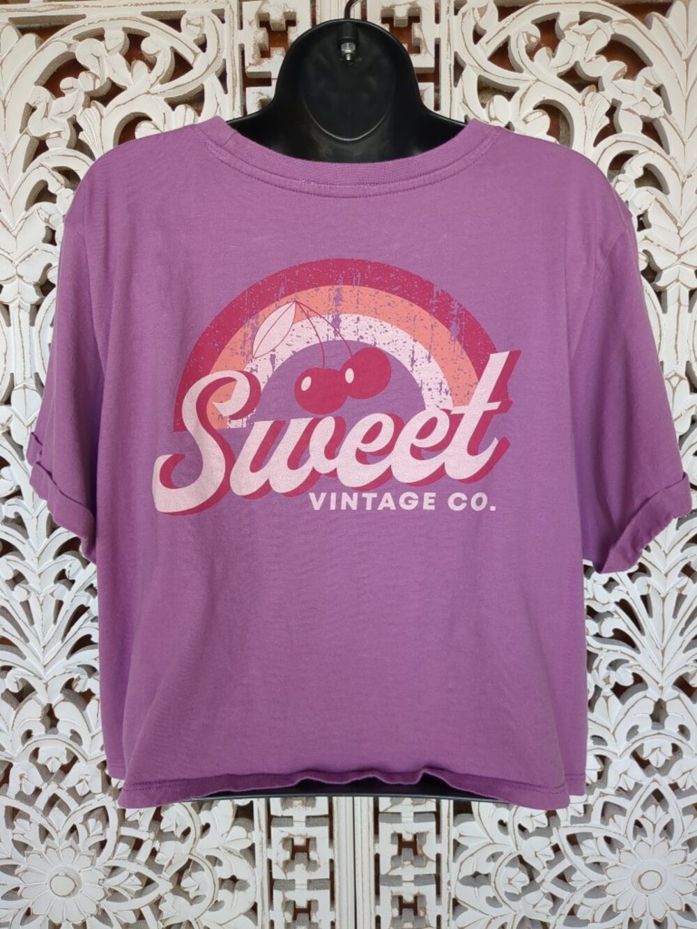 XL Love Peace Lazy Days Cotton Crop T Shirt - Picture 5 of 9